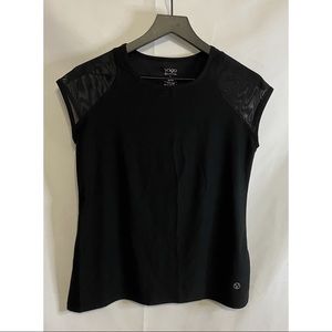 Vogo Athletica Black Tee with Mesh Sleeves Size L